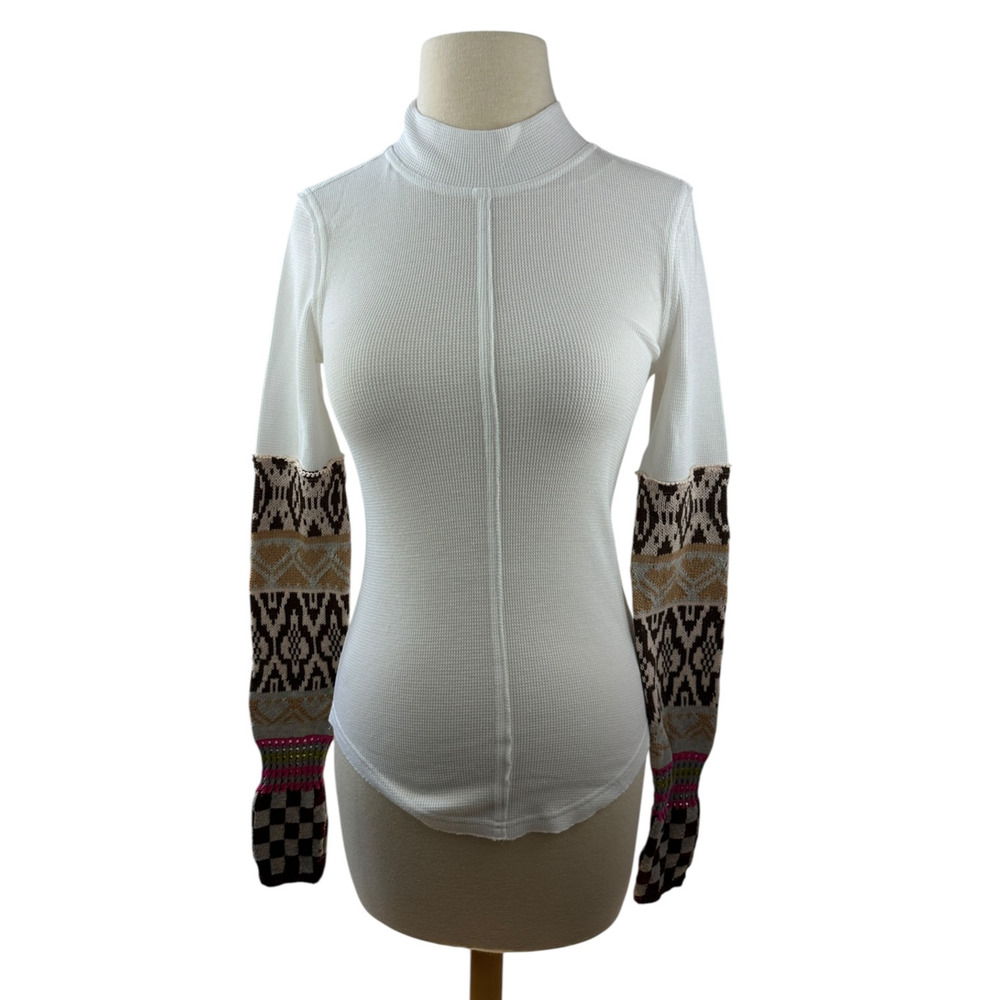 NWOT We The FREE PEOPLE Gorgeous Cuff Top Thermal Knit Long Sleeve Thumbholes XS - Picture 2 of 13